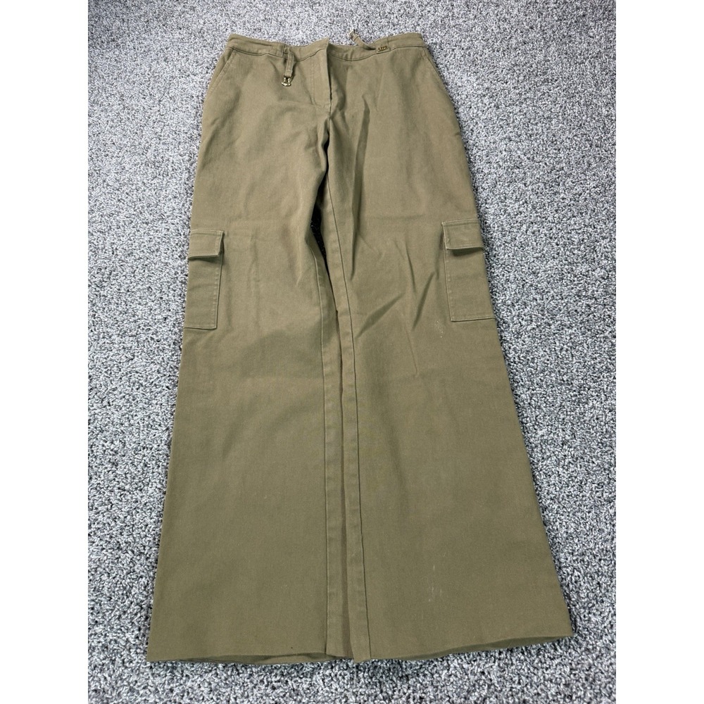St. John Sport Cargo Pants Women's Size 10 Green Wide Leg